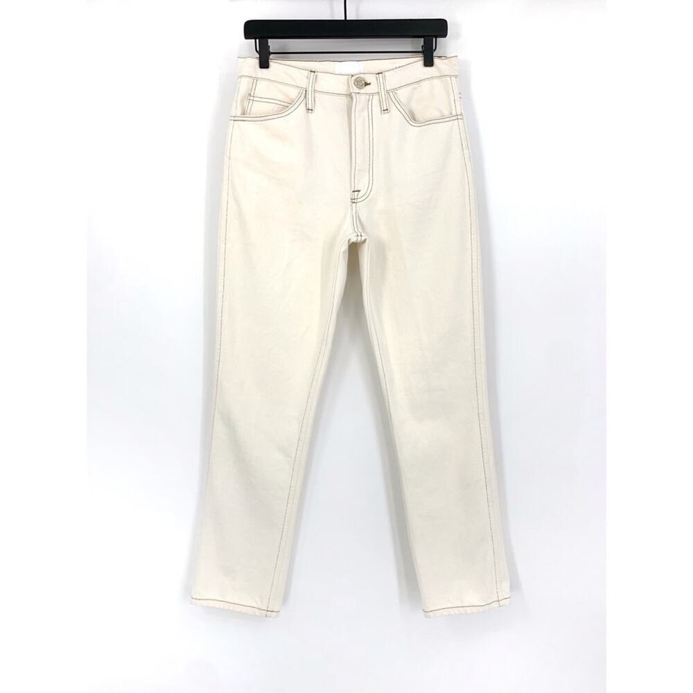 FRAME Le Italian Straight Leg Jeans Ivory Denim 27
